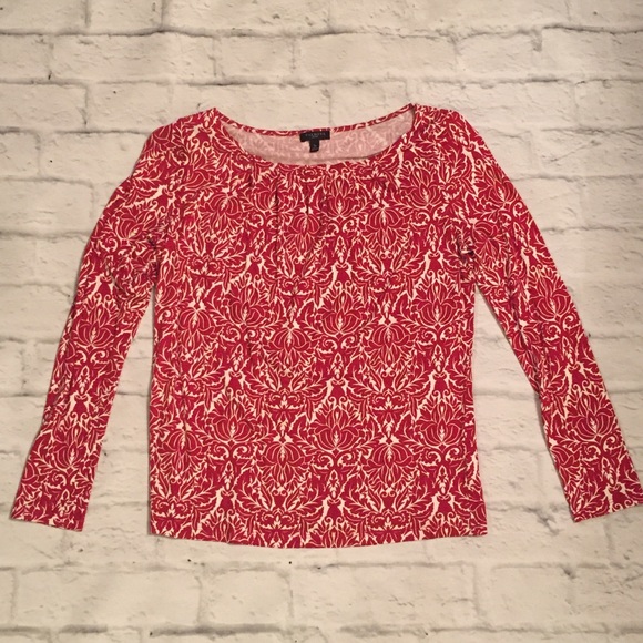 Talbots Tops - Red and White Three-quarter sleeve Talbots Tee